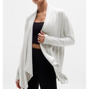 Athleta Size XS Pranayama Wrap Heathered Light Gray Cardigan Sweatshirt